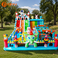Château gonflable sur le thème de l'espace Ceyu avec fusée astronaute, triple toboggan, mur d'escalade, labyrinthe, tour, fête pour enfants en plein air