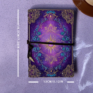 Carnet A6 de style vintage avec fermeture à cravate fait à la main 160 pages cadeau d'anniversaire parfait pour belle-sœur avec congé d'or violet - Product Image 4