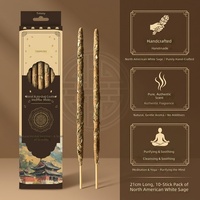 Bâtons d'encens artisanaux à la sauge blanche, parfum purifiant naturel pour la maison, la méditation et le yoga