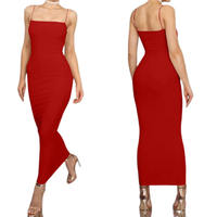 Robe Midi Moulante Décontractée pour Femme à Bretelles Fines, Dos Nu, Sans Manches, avec Fermetures Éclair, Couleurs Unies Noir et Blanc