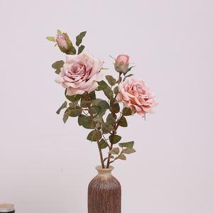 Luce stile europeo di lusso 2 grandi rose di ibisco squisita decorazione floreale per la casa tavolo da pranzo fiori artificiali di seta - Product Image 6