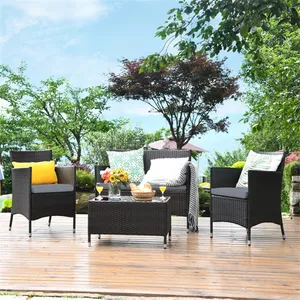Foshan High End Modern Outdoor Furniture Set Plastic Rattan Chair Wicker Bistro Set Patio Furniture