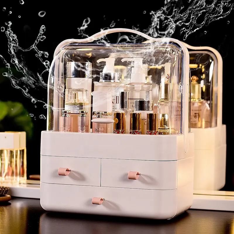 Kotak Penyimpanan Laci Rias, Organizer Makeup Portabel Kosmetik Penyimpanan Serbaguna untuk Pemegang Kuas Makeup