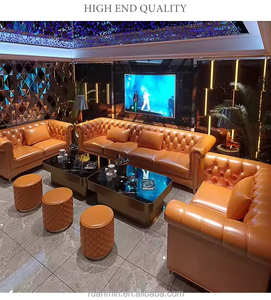 Mỹ Cổ điển chất lượng cao hộp đêm KTV bar nhà hàng đồ nội thất hình chữ L gian hàng da sofa bảng thiết lập bầu không khí đèn - Product Image 5