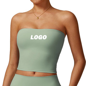 Camiseta de tubo personalizada para mujer, sujetador sin tirantes, Tops recortados, chaleco deportivo sin espalda para mujer, sin mangas, <span class=keywords><strong>Bandeau</strong></span>, Tops acolchados sólidos - Product Image 1