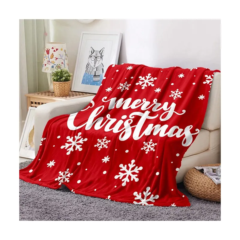 Shaoxing Factory Wholesale Flannel customized Print Blankets For Winter For Christmas Gift
