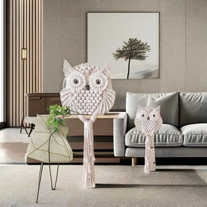 Offre Spéciale fait à la main Boho décor à la maison réutilisable hibou <span class=keywords><strong>macramé</strong></span> tenture murale Design nordique Style tissé tissu frontons mobile corde Art - Product Image 2