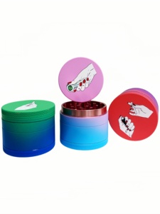 <b>Herb</b> <b>Grinder</b> 4 Layer Zinc Alloy Magnetic Lid Colorful Design Round Dry <b>Herb</b> <b>Grinder</b> for Smooth Grinding - Product Image 4