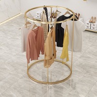 Haut de gamme dame boutique ronde vêtements suspendus or métal vêtements présentoir robe présentoir