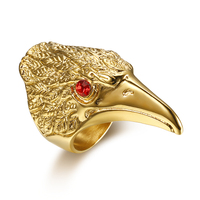 Punk Charm Animal bijoux Vintage rouge noir oeil tête d'aigle anneau en acier inoxydable pour hommes mode Hip Hop Biker anneau