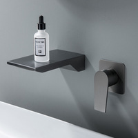 Robinet Mitigeur Mural Encastré Moderne en Acier Inoxydable 304 avec Bec Cascade Intégré pour Lavabo en Céramique