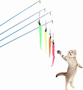 Venta al por Mayor de Juguete para Gatos con Palo Retráctil de Tres Secciones y 5 Cabezales Intercambiables de Plumas - Product Image 2