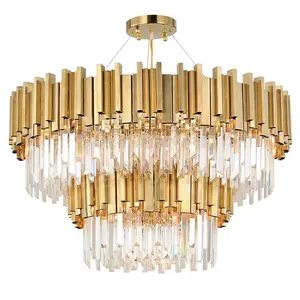 현대 거실 천장 램프 미국 산업 샹들리에 술 별장 천장 램프 거실 수정같은 펀던트 빛