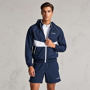 Veste bomber de randonnée légère coupe-vent d'hiver avec logo personnalisé, capuche, couleur contrastée, fermeture éclair, polaire, pour hommes - Product Image 1