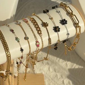 Thời trang quyến rũ Vòng đeo tay 18K PVD vàng Chuỗi Vòng Đeo Tay Acrylic đá tự nhiên hạt vòng đeo tay tùy chỉnh 316 thép không gỉ <span class=keywords><strong>Bangle</strong></span> Vòng đeo tay - Product Image 1