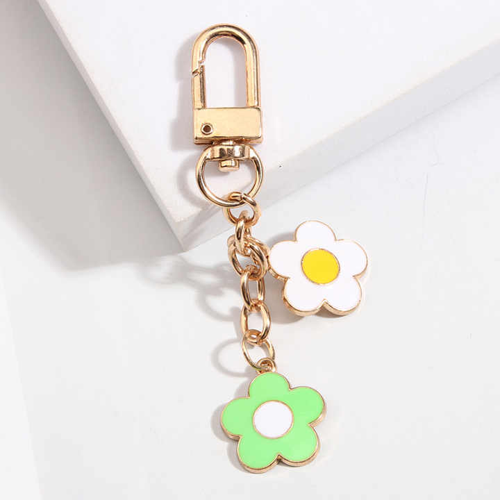 Cute Enamel Keychains Flowers Fashion Key Rings Flower Friendship for ...