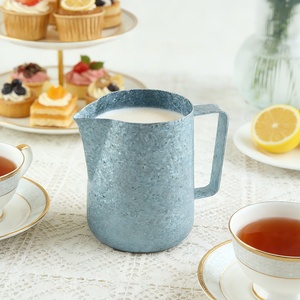 Metal Retro Design Durable Titanium <b>Milk</b> Frother Pitcher 350ml/600ml Coffee Jug - Product Image 4