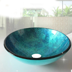 Lavabo de salle de bain moderne en verre rond avec fonction de nettoyage facile, capacité de 12 L, installation en montage sur le dessus - Product Image 2