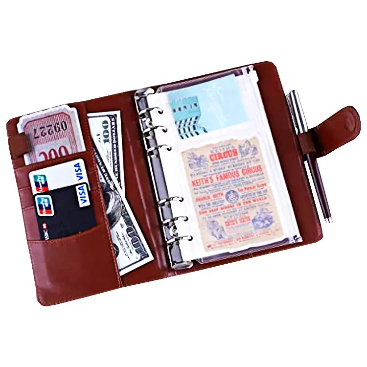 Großhändler kunden spezifisches neues Design Lose blatt A6 PU Leder Journal 6 Ring Binder Notebook Praxis Thema Organizer Planner