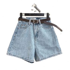 Shorts de mezclilla casuales de pierna ancha para mujer, transpirables, lavados, sexys, de corte A, rectos, pantalones cortos de cintura alta para tallas grandes, de verano - Product Image 4