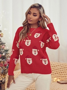 <span class=keywords><strong>Pull</strong></span> ras du cou Père Noël Jacquard Motif Logo Tricot <span class=keywords><strong>Pull</strong></span> <span class=keywords><strong>de</strong></span> Noël <span class=keywords><strong>moche</strong></span> personnalisé - Product Image 4