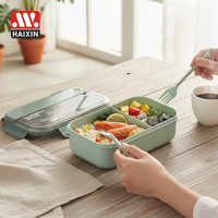 Boîtes à lunch Haixing Plastic 1100 ml à 2 compartiments, anti-fuite, sans BPA, compatibles micro-ondes, avec ustensiles pour adultes et enfants