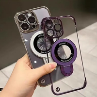 Funda Magnética de TPU de Lujo Anticaídas y Antigolpes para iPhone 16 Pro Max con Soporte Electrochapado, Accesorio Móvil