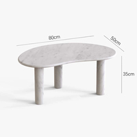 Table basse en marbre blanc Bianco Carrara poli haute brillance, table de salon en marbre massif, forme personnalisée disponible