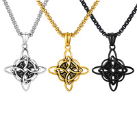 Liontin Kalung Pria Punk Vintage Witch Celtics Knot Amulet Pvd Baja Tahan Karat 316 Perhiasan Fashion Grosir untuk Diy