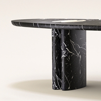 Ensemble de table à manger en marbre noir de luxe Kumusi, salle d'exposition de bureau, hôtel, club, table en marbre massif