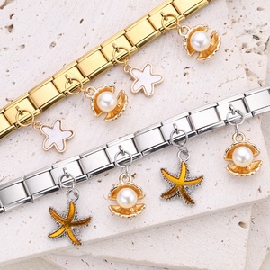 Sonfu Customized Stainless Steel Women's Jewelry Fashion Trendy Bangles Sea Star <b>Shell</b> Pendants DIY Italian Module <b>Bracelets</b> - Product Image 2
