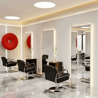 Miroir professionnel de salon moderne à LED pleine longueur avec cadre argenté rétroéclairé et contrôle tactile, lumière chaude, vente en gros