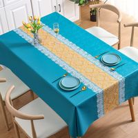 Nappe en PVC pour seniors, motif dentelle française, imperméable et anti-taches, motif floral carré moderne, personnalisable, vente en gros pour mariages