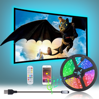 Ruban LED intelligent DIY 5050 RGB pour contrôleur d'application, bande lumineuse USB 5V, rétroéclairage TV, IP65 PVC 1M-4M