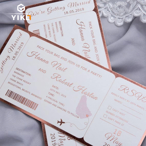 Miễn Phí Thiết Kế Độc Đáo Lời Mời Giấy Phong Bì Mariage Thẻ Sang Trọng Lời Mời Đám Cưới Xin Vui Lòng Nhiệt Giấy Chuyến Bay Vé - Product Image 1