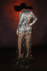 Trajes sexys de diamantes de imitación para mujer, trajes de malla de <span class=keywords><strong>lentejuelas</strong></span> en V profundo, vestido de fiesta de boda, baile de graduación de noche para vestido largo, traje de escenario - Product Image 4