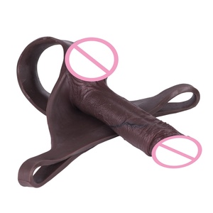 Black Color Strap on Hollow Realistic <b>Dildo</b> Silicone Thongs Penis Sleeve Pants Cock Enlargement Sex Toys for Men - Product Image 4