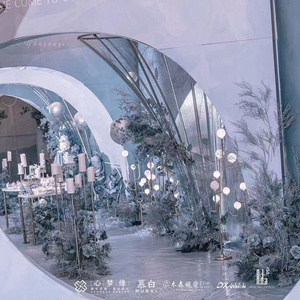 Bouquet de fleurs artificielles Mu Jinxi en soie bleue pour décorations de plafond de mariage, accessoires de photographie en extérieur, décoration intérieure - Product Image 4