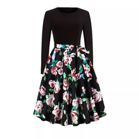 Robe longue décontractée pour femme en jersey simple avec col halter, taille élastique et imprimé ethnique