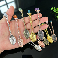 Cuillère en cristal de guérison mélangé pour thé, dessert, cadeau de mariage, café, décoration intérieure, objet de collection pour la cuisine