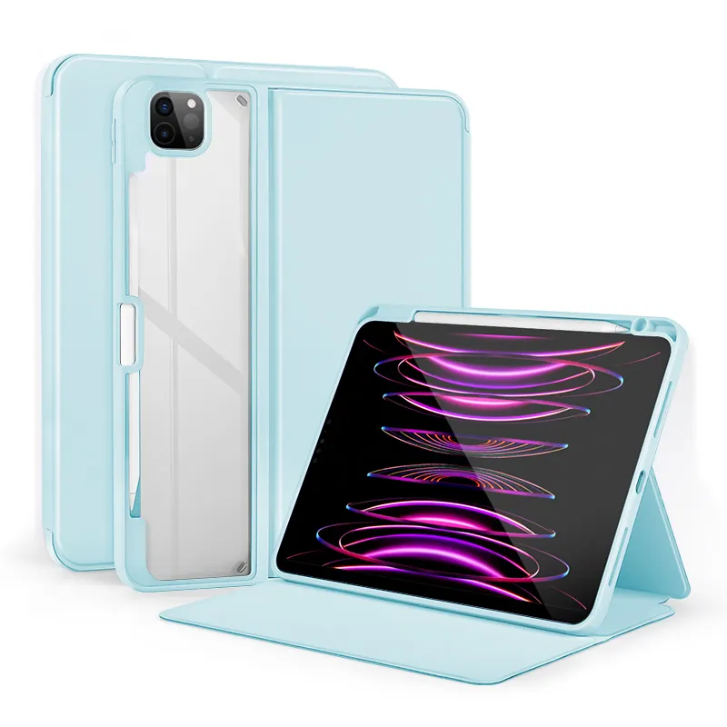 Casing Tablet silikon braket dua lipat, casing Tablet magnetik dengan Slot pena, casing Tablet ramping untuk iPad 5/6/Air1/2 9.7