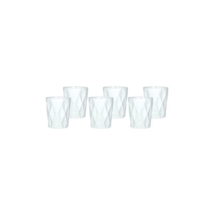 Set di 6 bicchieri in vetro bianco con motivo a rombi per acqua o cocktail - Product Image 1
