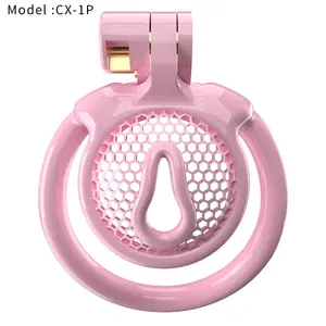 YPM Negative chastity device Cross-dresser Cock Cage Male pink Penis Lock Cages Resin Chastity for men