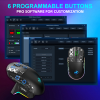 2025 HXSJ T90Pro 6 touches sans fil rvb rétro-éclairé souris de jeu 3D orientation droite 650mAh station de charge Rechargeable pour ordinateur portable