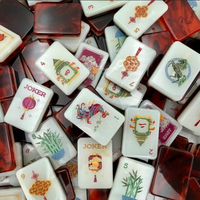Set Mahjong Profesional Amerika 2 Lapis 160 Buah Ubin Akrilik Bertema Keberuntungan Api Perayaan, Hadiah Pesta Rumah Tangga
