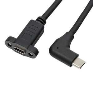 Alta velocidad 10Gbps Ángulo derecho izquierdo 90 grados <span class=keywords><strong>USB</strong></span> 3,1 Cable de extensión de datos tipo C con orificio de tornillo de montaje en panel - Product Image 2