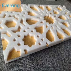 Marbre sculpté bon marché rempli d'or 24K vente chaude incrustation murale Thassos marguerite en marbre blanc matériau jet d'eau véritable métal doré - Product Image 1