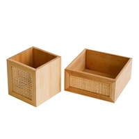 Rotin Bambou Maison Cuisine Bureau Table Bureau Organisateur Boîte De Rangement
