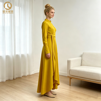 dubaï turc islamique modeste personnalisé femmes robe musulmane Abaya caftan diamant cristal gland Satin ouvert Abaya ensemble