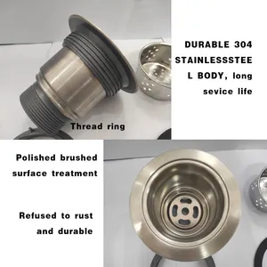 Kitchen Sink Filter Plug Filter Anti-clogging Watertight Stainless Steel Sink Treatment Plug Punched Basket Type Drain Filter